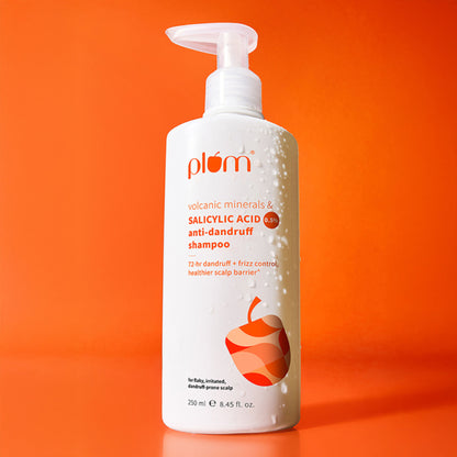 Plum Anti-Dandruff Shampoo with Volcanic Minerals 0.5% Salicylic Acid, 72hr Dandruff & Frizz Control