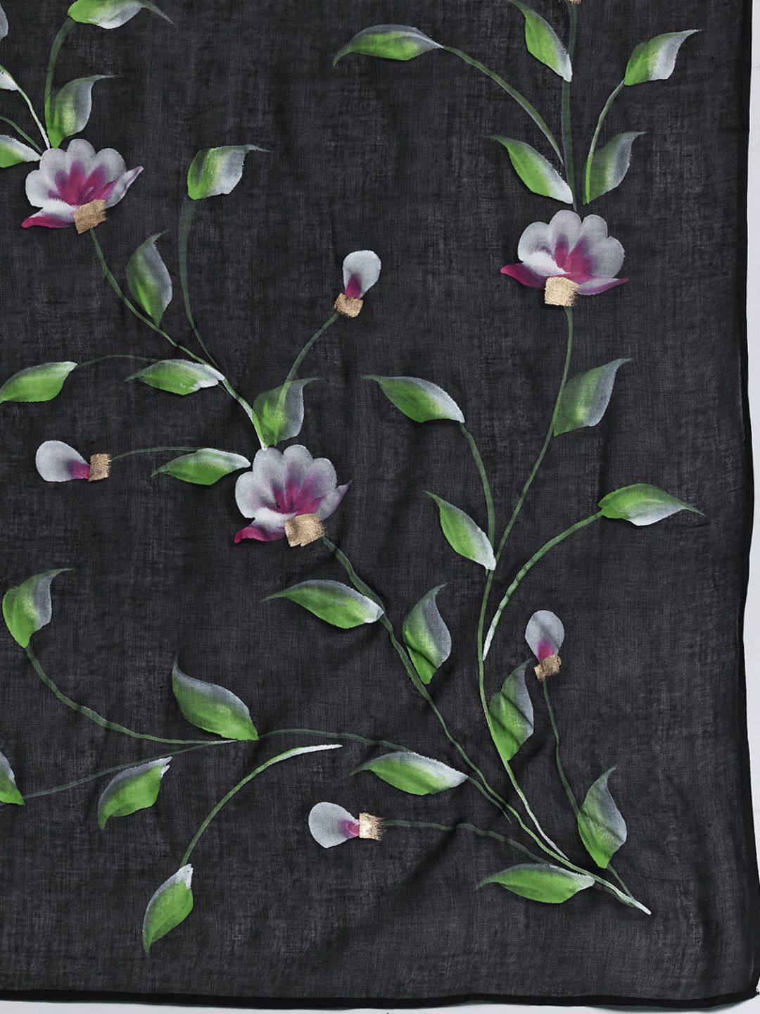 Indyancart IE Floral Printed Pure Cotton Kurta With Trousers & Dupatta