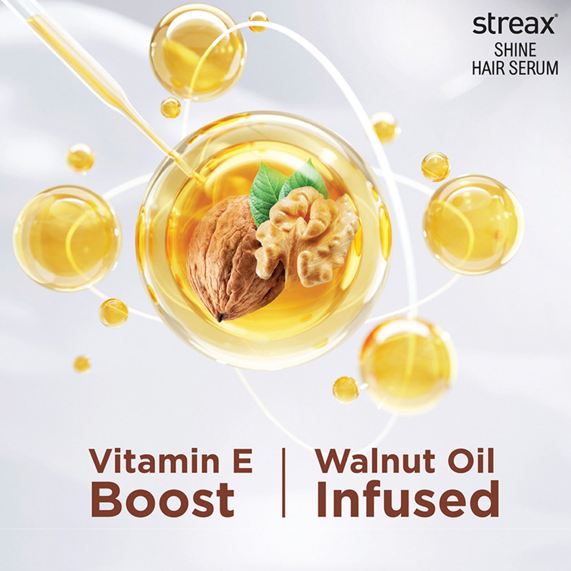 Streax Hair Serum Vitalized with Walnut Oil, For Hair Smoothening & Shine, For Dry & Frizzy Hair