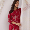 Dhiyona IE Floral Embroidered Beads And Stones Straight Kurta With Palazzos