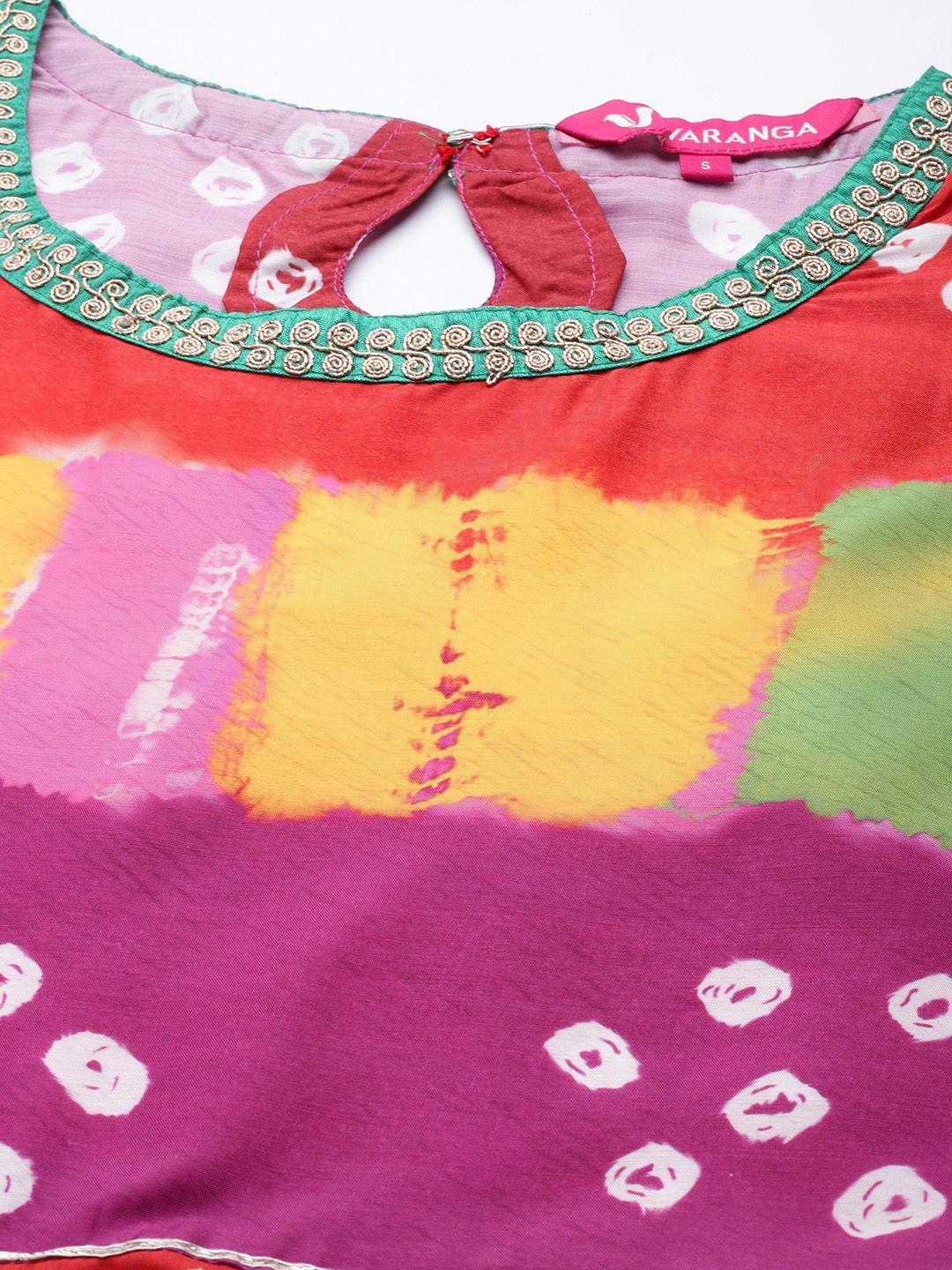 Indyancart VA Women's Multicoloured Bandhani Printed Kurta with Salwar