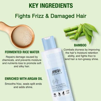 Nykaa Naturals Anti-Dandruff Sulphate-Free Shampoo With Apple Cider Vinegar, Ginger & Tea Tree Oil - Rice Water And Bamboo