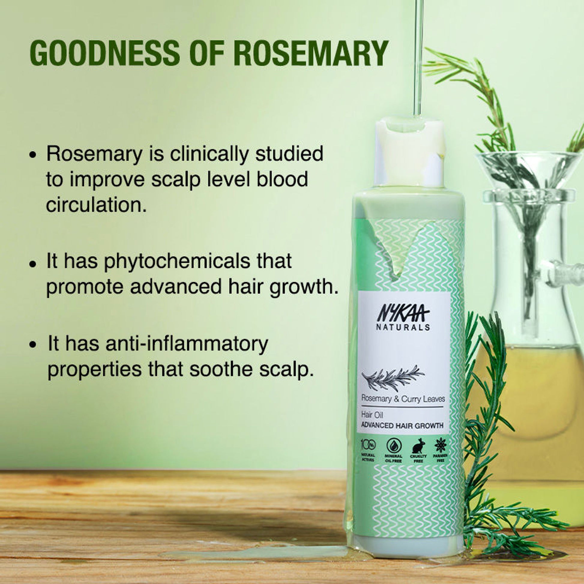 Nykaa Naturals Hair Oil for Advanced Hair Growth - Rosemary And Curry Leaves