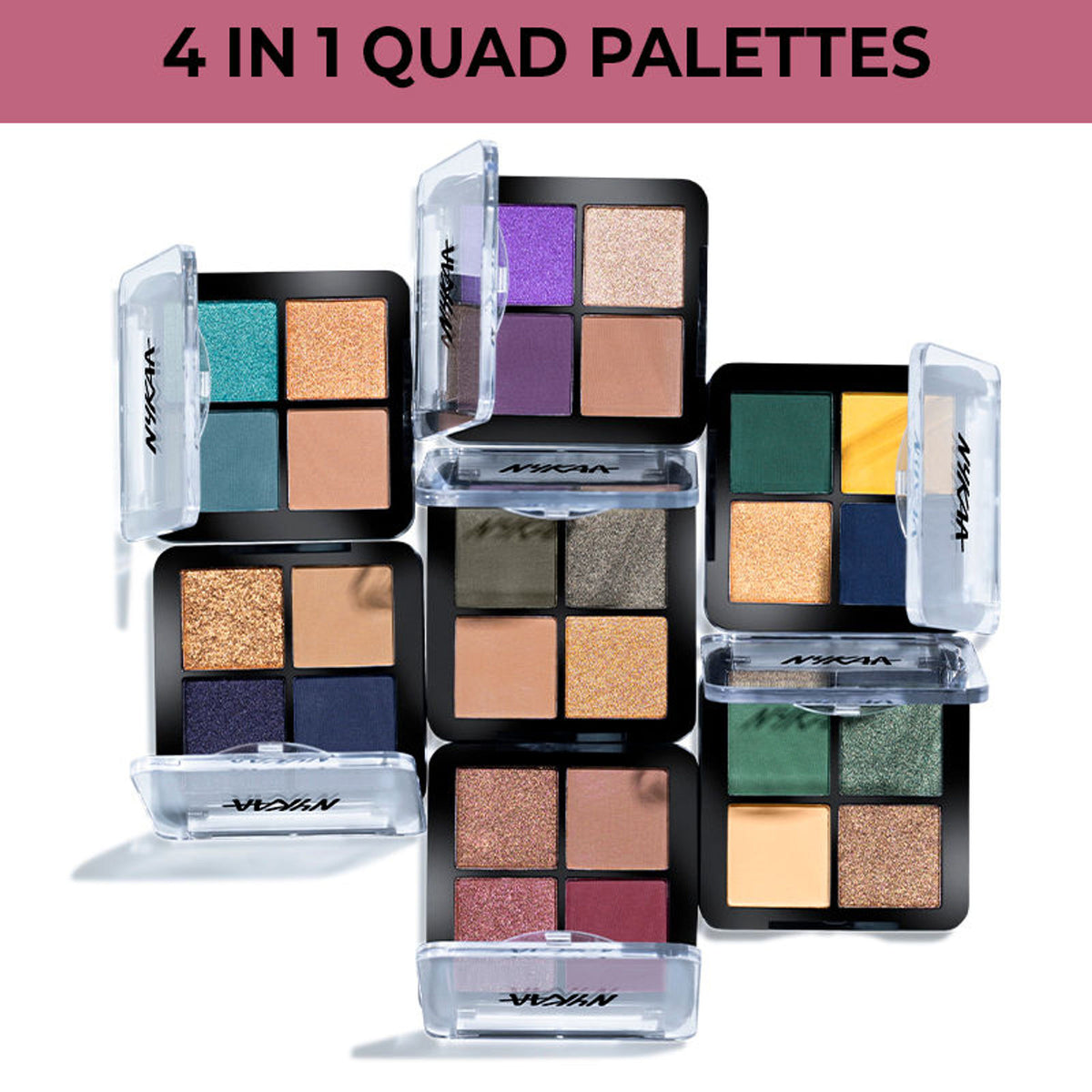 Nykaa Cosmetics Eyes On Me! 4-in-1 Quad Eyeshadow Palette in Bridal Shower 08 with neutral shades and compact packaging.