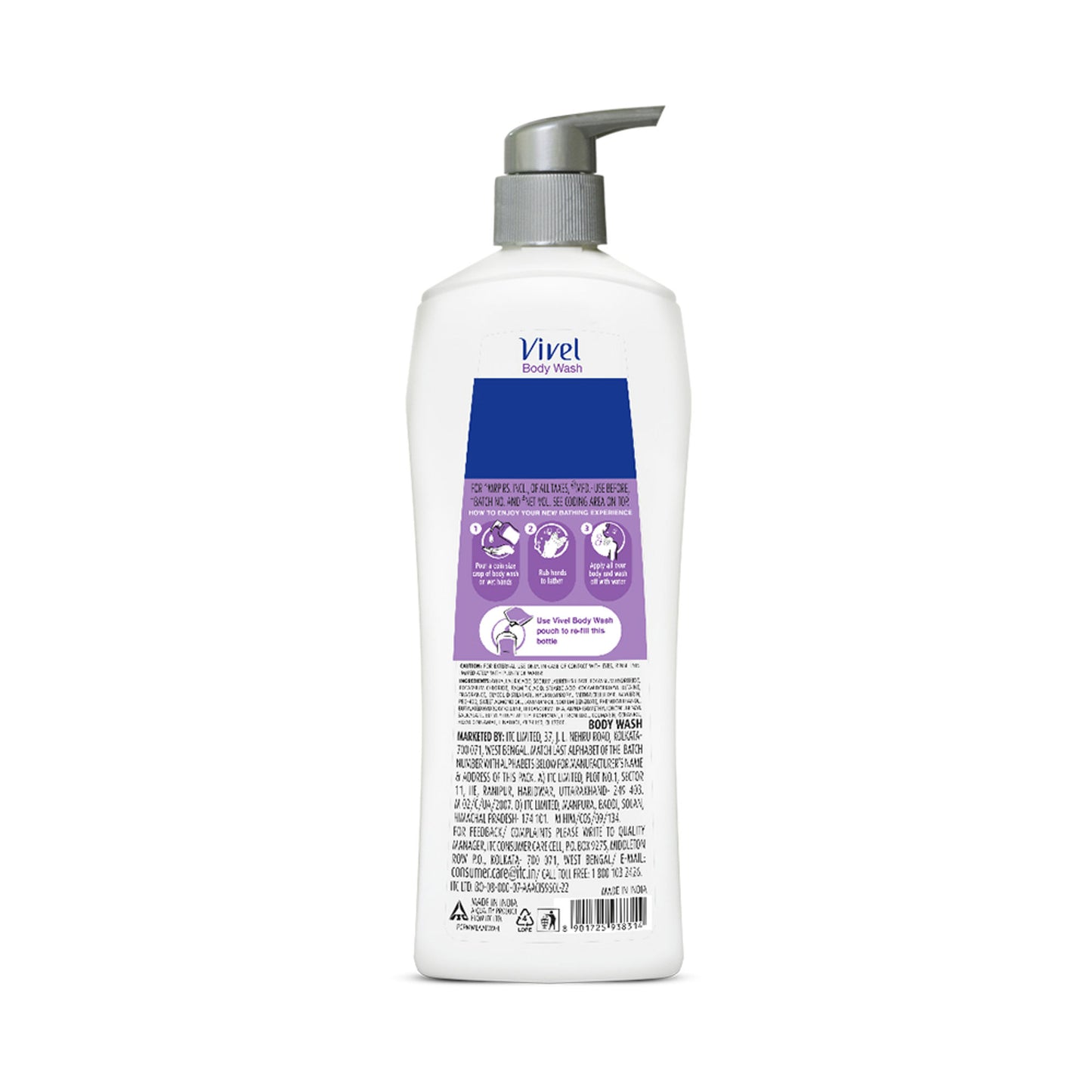 Vivel Moisturizing Fragrant Body Wash Lavender & Almond Oil Pump Bottle Shower Gel