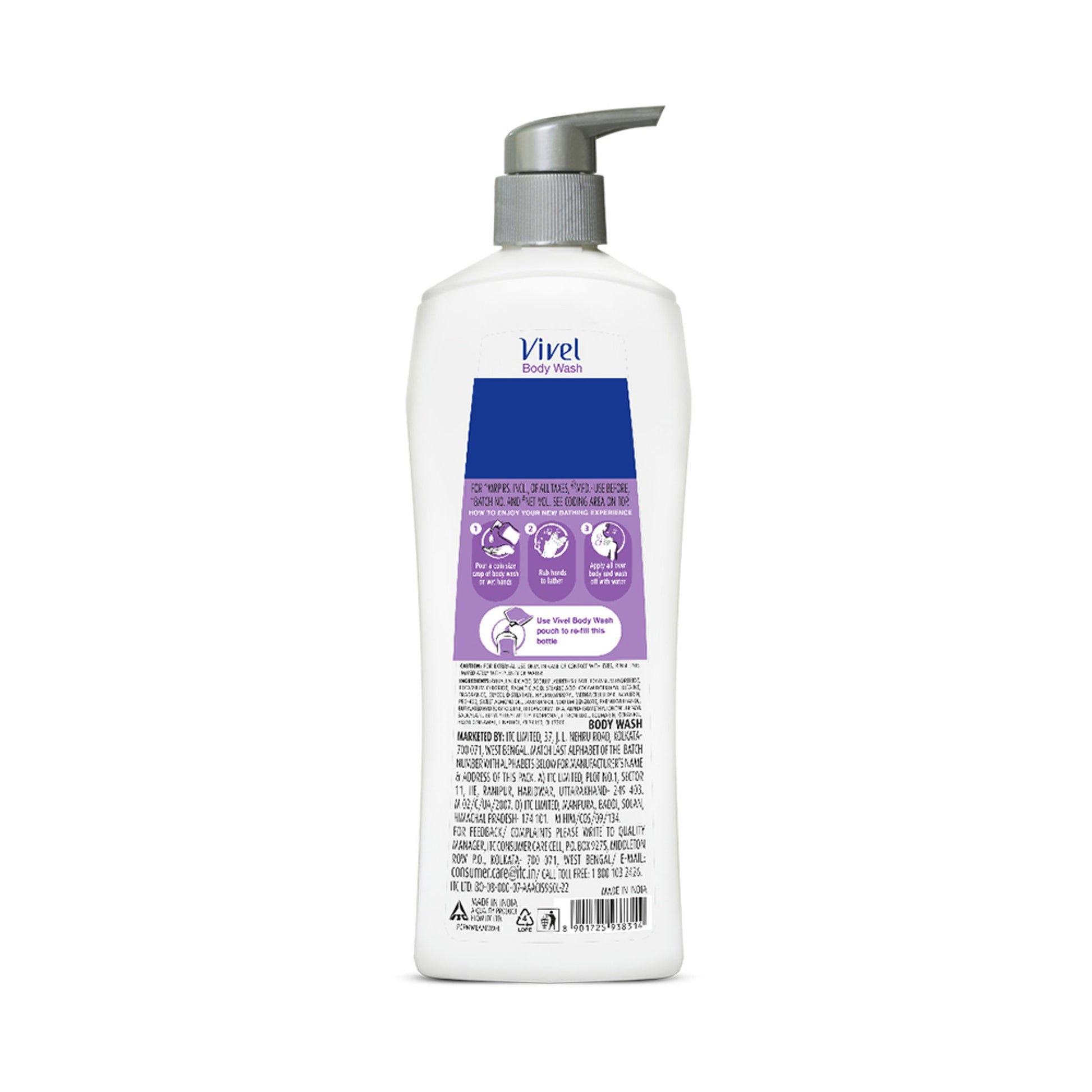 Vivel Moisturizing Fragrant Body Wash Lavender & Almond Oil Pump Bottle Shower Gel
