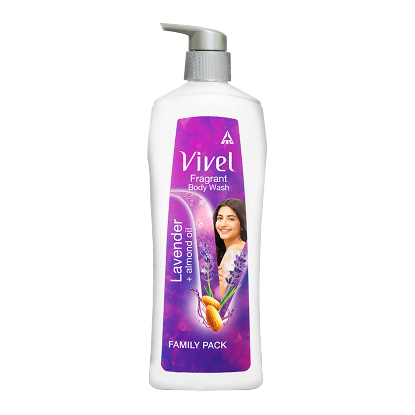 Vivel Moisturizing Fragrant Body Wash Lavender & Almond Oil Pump Bottle Shower Gel