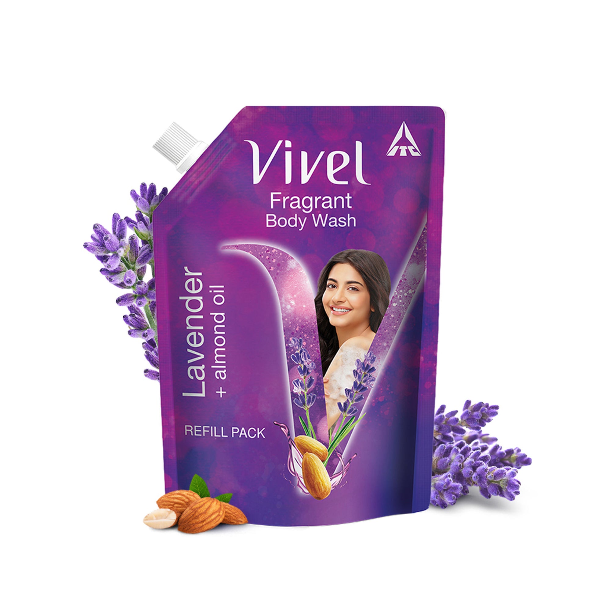 Vivel Fragrant Body Wash Lavender & Almond Oil Shower Gel Supersaver XL Refill Pouch
