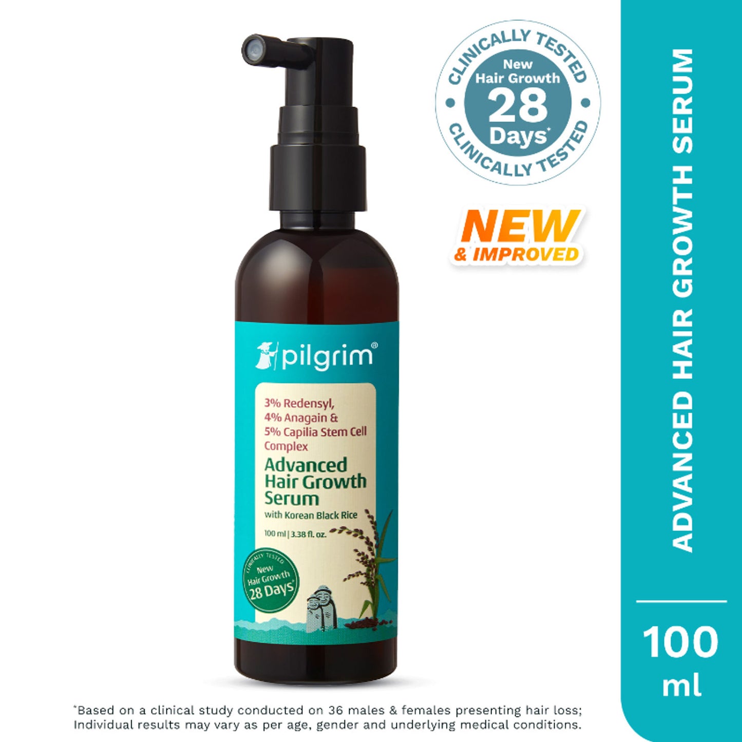 Pilgrim 3% Redensyl 4% Anagain Rosemary Korean Black Rice Advance Hair Growth Serum For Men & Women