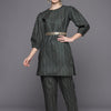 Dhiyona IE Green Abstract Printed Round Neck Straight Kurta with Trousers