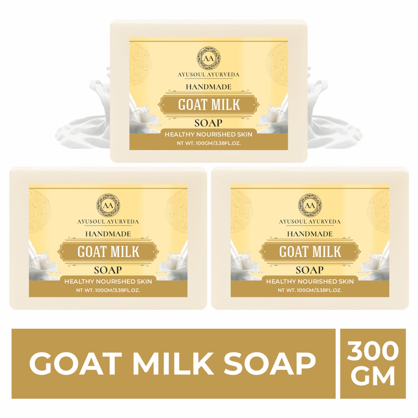 Ayusoul Ayurveda Handmade Goat Milk Bath Soap (Pack of 3)