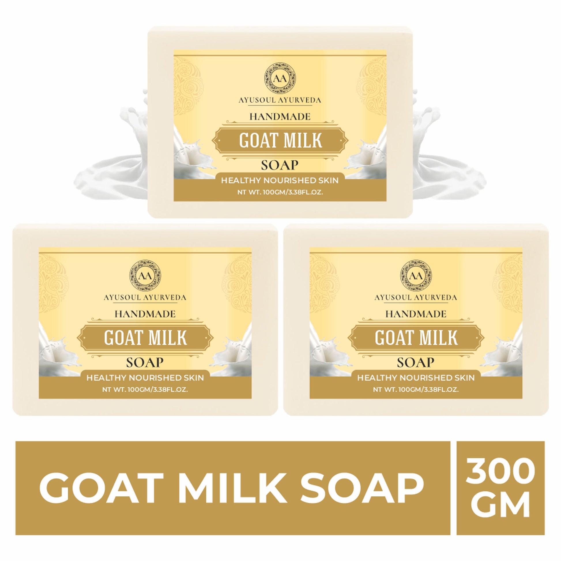 Ayusoul Ayurveda Handmade Goat Milk Bath Soap (Pack of 3)