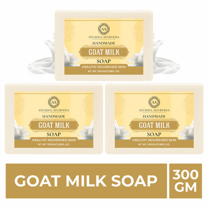 Ayusoul Ayurveda Handmade Goat Milk Bath Soap (Pack of 3)