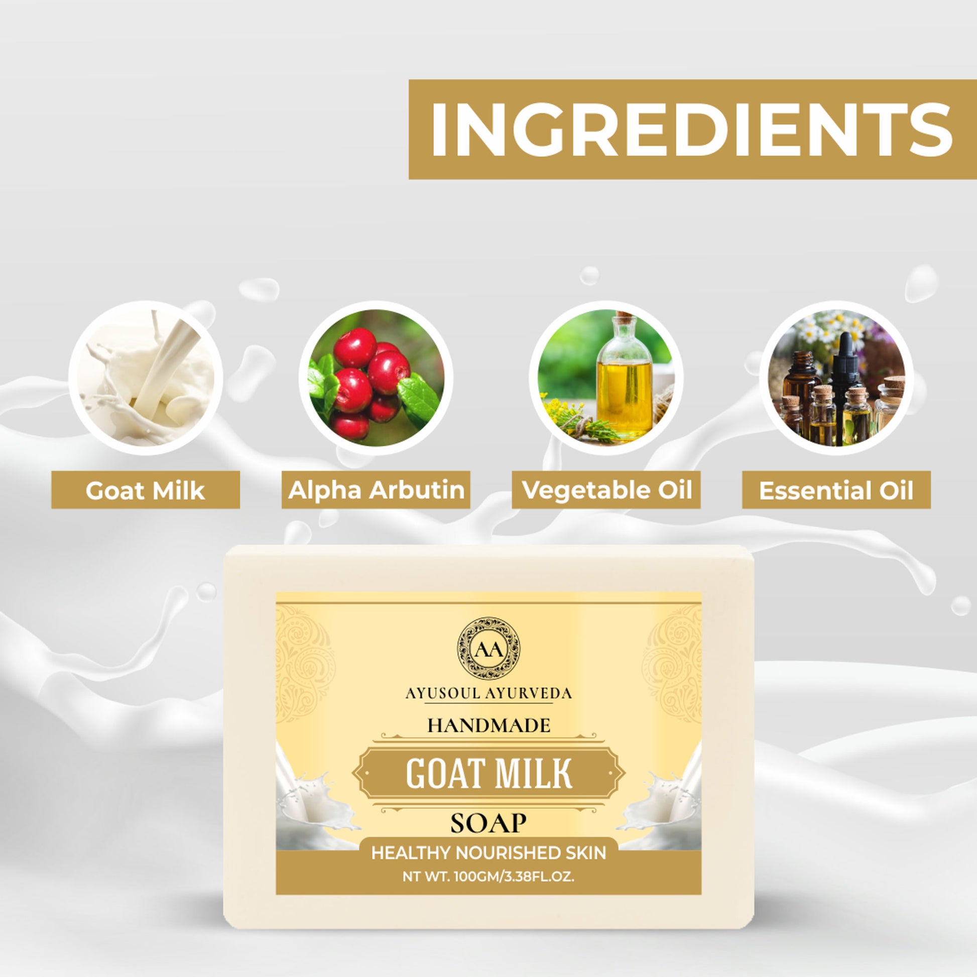 Ayusoul Ayurveda Handmade Goat Milk Bath Soap (Pack of 3)