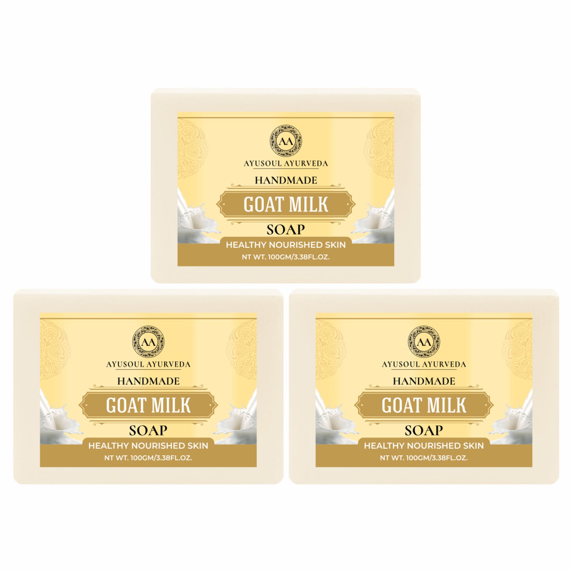 Ayusoul Ayurveda Handmade Goat Milk Bath Soap (Pack of 3)