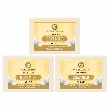 Ayusoul Ayurveda Handmade Goat Milk Bath Soap (Pack of 3)