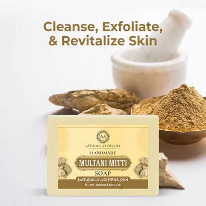 Ayusoul Ayurveda Handmade Multani Mitti Bath Soap (Pack of 3)