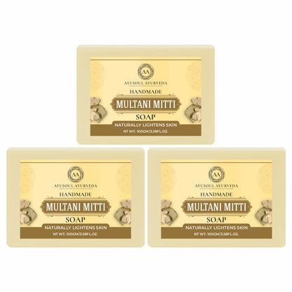 Ayusoul Ayurveda Handmade Multani Mitti Bath Soap (Pack of 3)