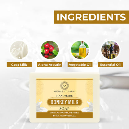 Ayusoul Ayurveda Handmade Donkey Milk Bath Soap (Pack of 3)