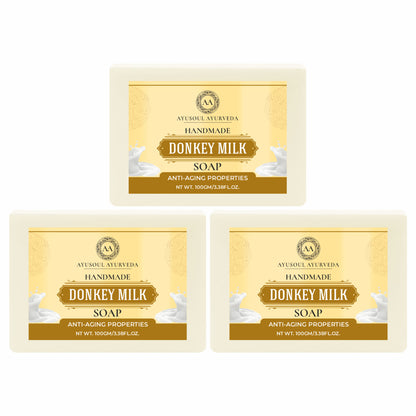 Ayusoul Ayurveda Handmade Donkey Milk Bath Soap (Pack of 3)