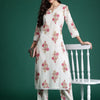 Dhiyona IE Women Floral Printed Pure Cotton Kurta with Trousers