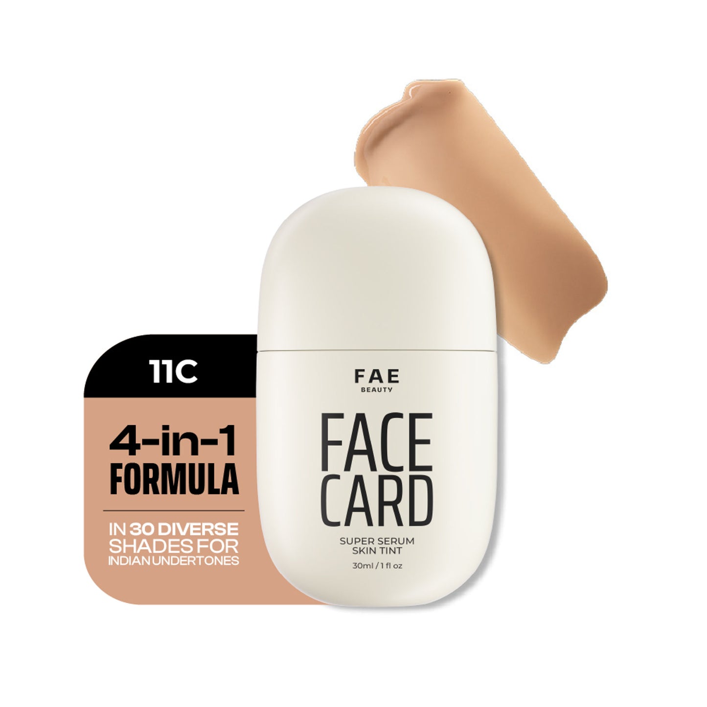 Face Card 4 in 1 Super Serum Skin Tint, Hydrating, Lightweight & Dewy Finish - 11c Neutral