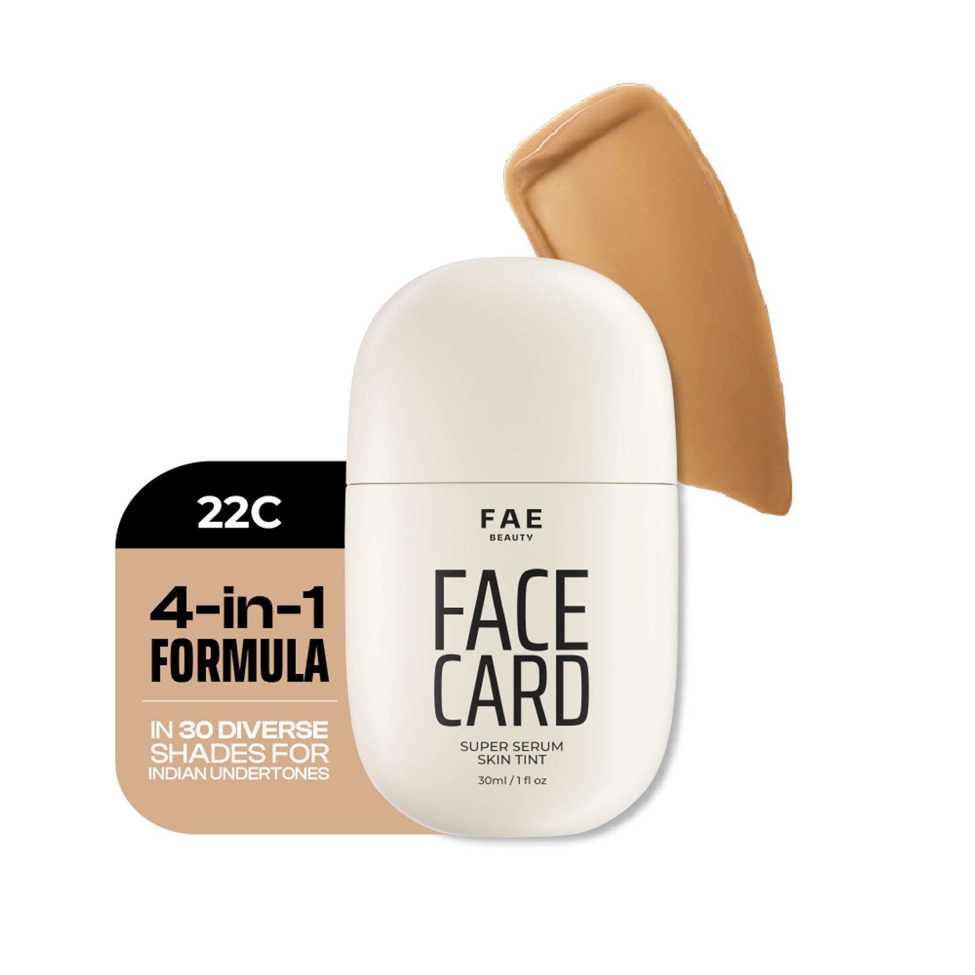 Face Card 4 in 1 Super Serum Skin Tint, Hydrating, Lightweight & Dewy Finish - 22c Cool