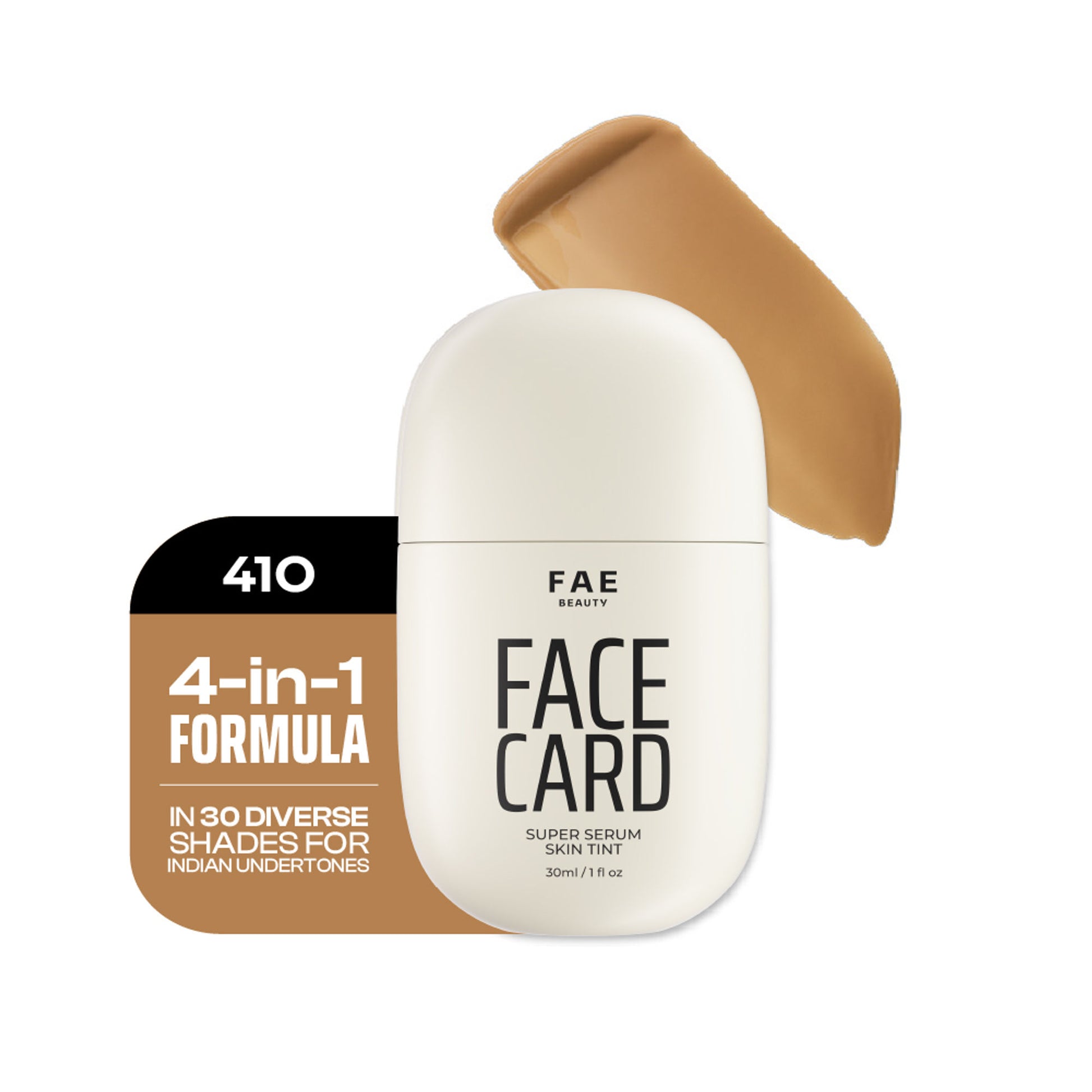 Face Card 4 in 1 Super Serum Skin Tint, Hydrating, Lightweight & Dewy Finish - 41o Warm Olive
