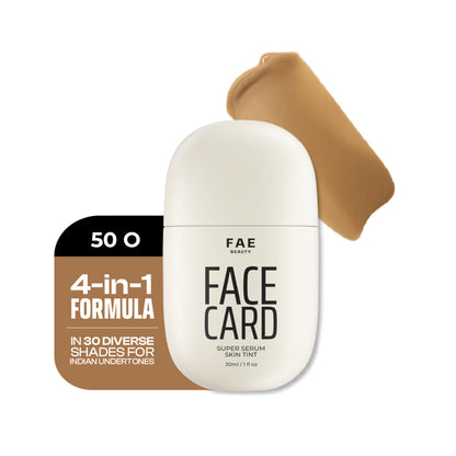 Face Card 4 in 1 Super Serum Skin Tint, Hydrating, Lightweight & Dewy Finish - 50o Warm Olive