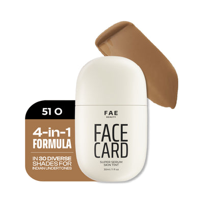 Face Card 4 in 1 Super Serum Skin Tint, Hydrating, Lightweight & Dewy Finish - 51o Cool Olive