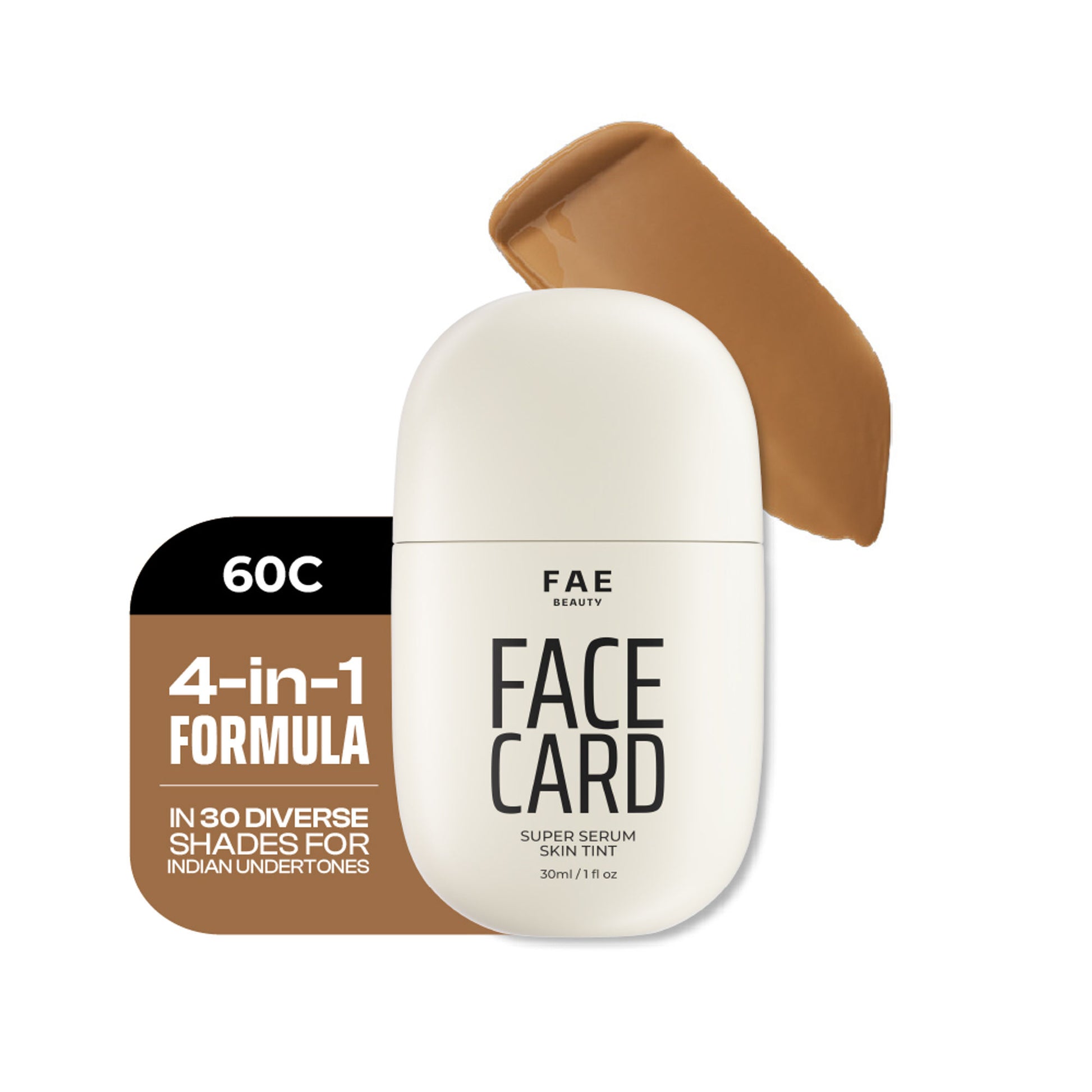 Face Card 4 in 1 Super Serum Skin Tint, Hydrating, Lightweight & Dewy Finish - 60c Cool