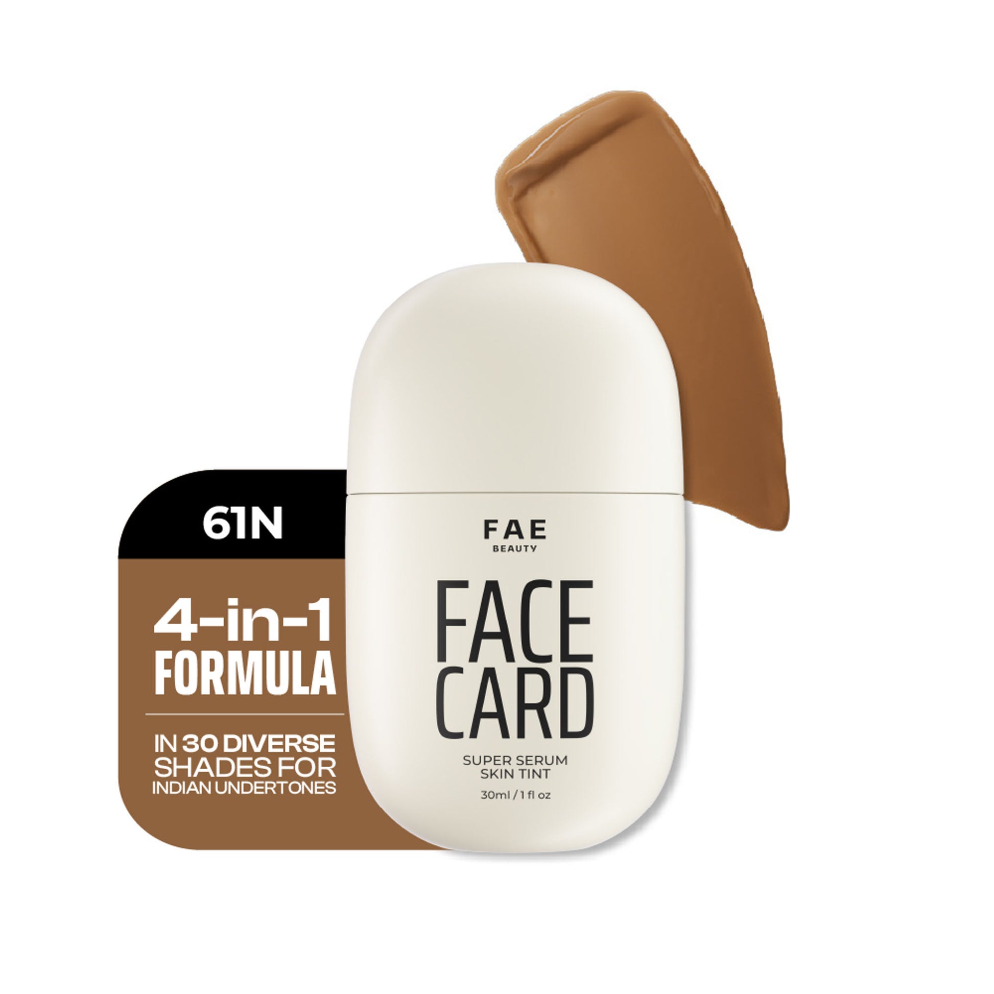 Face Card 4 in 1 Super Serum Skin Tint, Hydrating, Lightweight & Dewy Finish - 61n Neutral