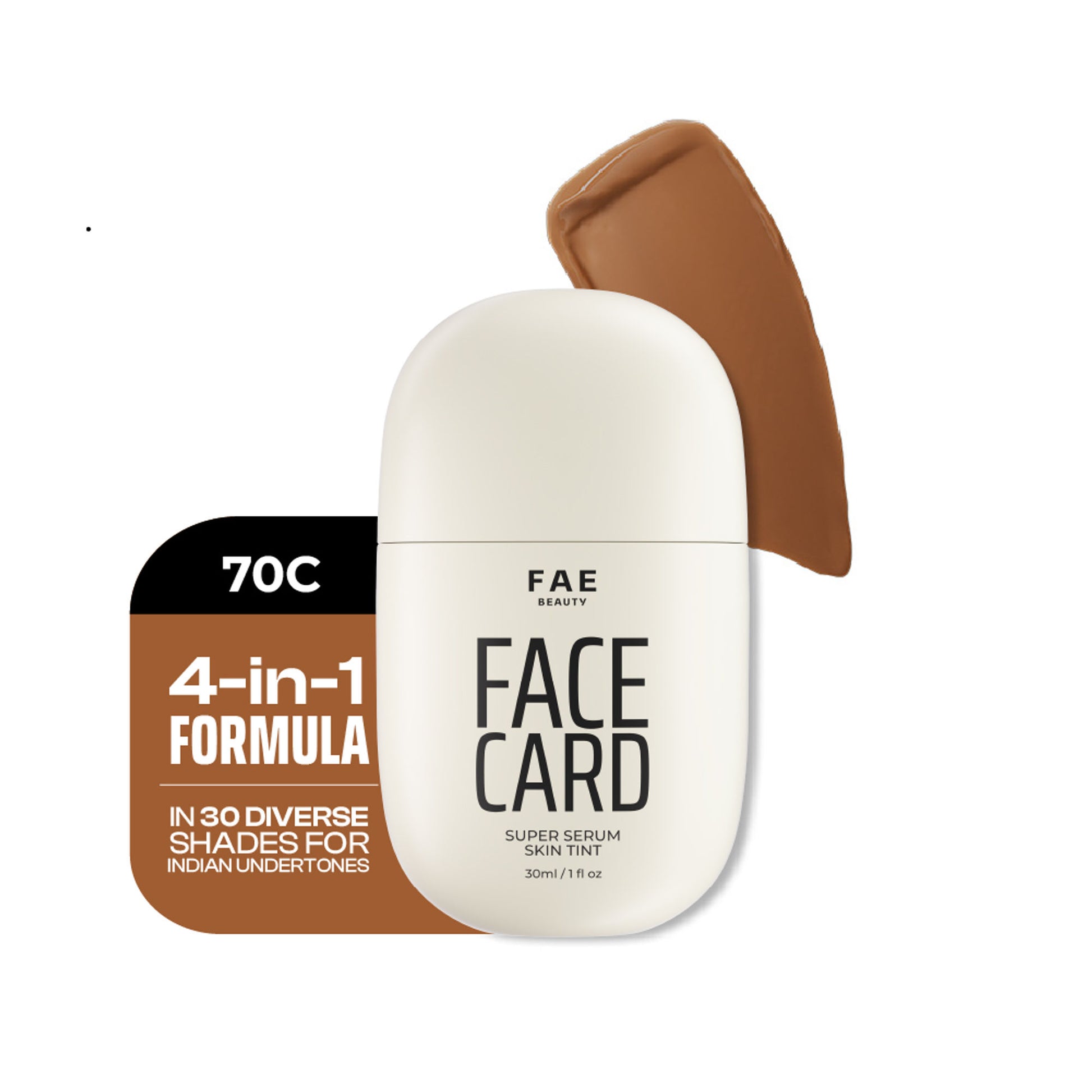 Face Card 4 in 1 Super Serum Skin Tint, Hydrating, Lightweight & Dewy Finish - 70c Cool