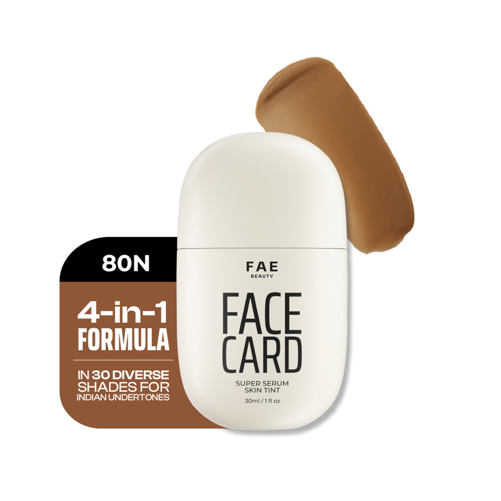 Face Card 4 in 1 Super Serum Skin Tint, Hydrating, Lightweight & Dewy Finish - 80n Neutral Warm