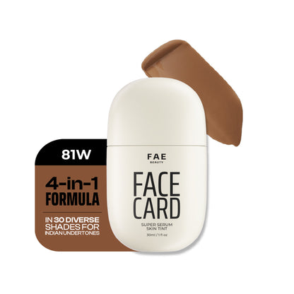 Face Card 4 in 1 Super Serum Skin Tint, Hydrating, Lightweight & Dewy Finish - 81w Warm