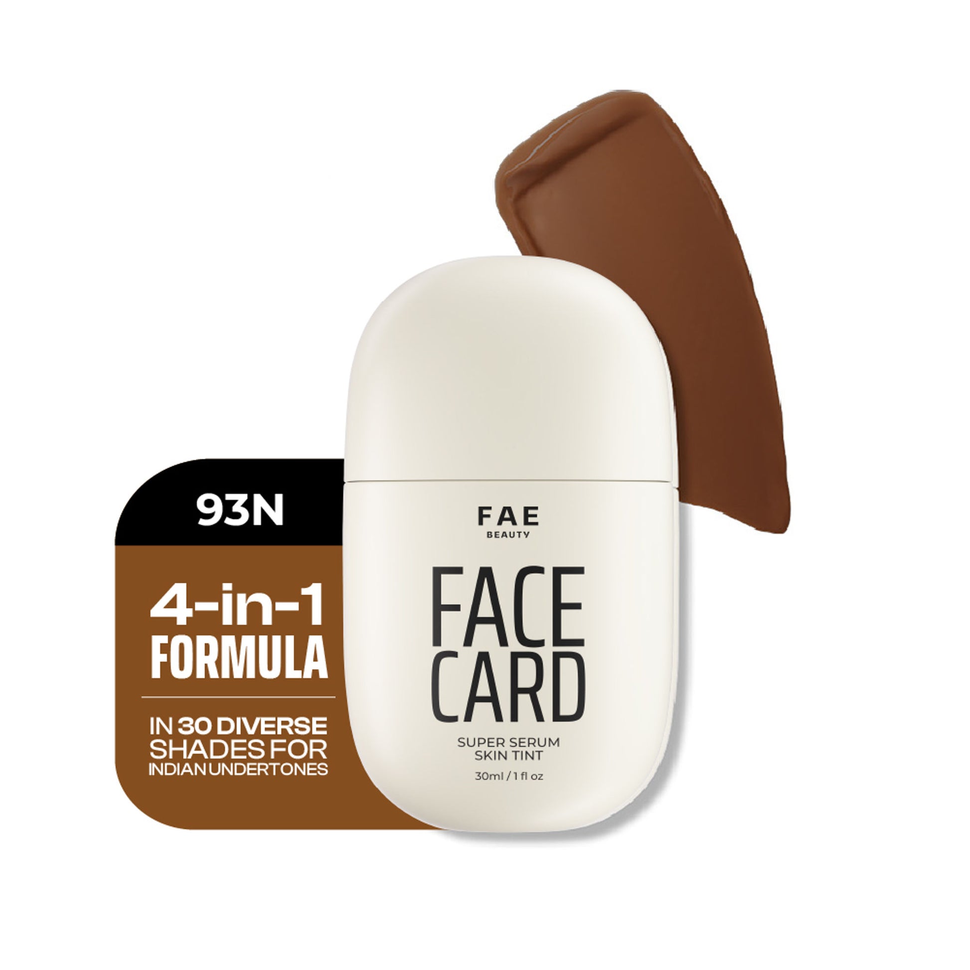 Face Card 4 in 1 Super Serum Skin Tint, Hydrating, Lightweight & Dewy Finish - 93n Neutral