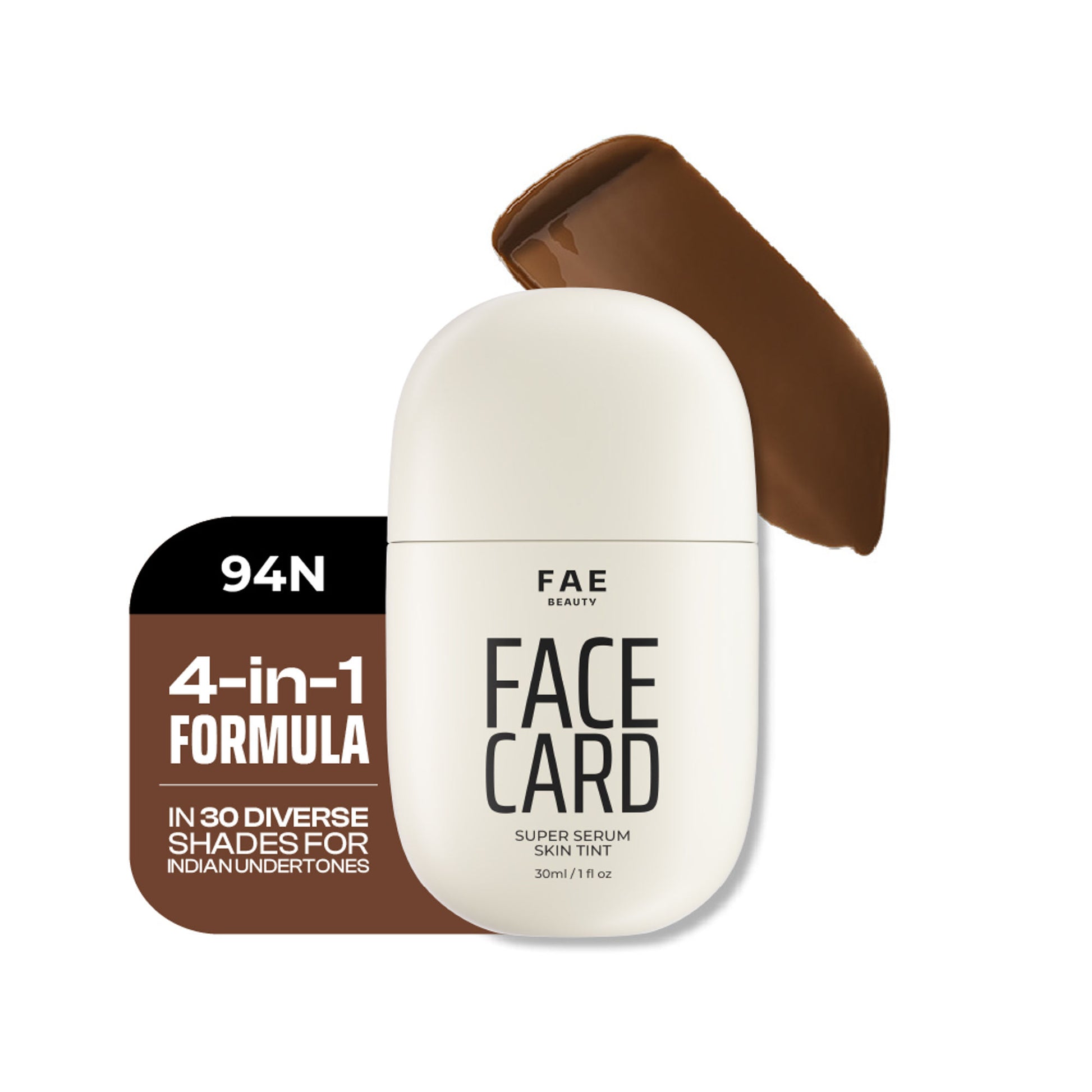 Face Card 4 in 1 Super Serum Skin Tint, Hydrating, Lightweight & Dewy Finish - 94n Neutral