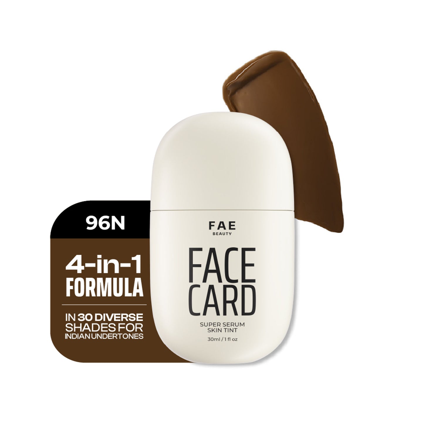 Face Card 4 in 1 Super Serum Skin Tint, Hydrating, Lightweight & Dewy Finish - 96n Neutral