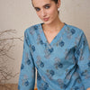 Dhiyona IE Floral Printed Pure Cotton V-Neck Straight Kurta With Trousers