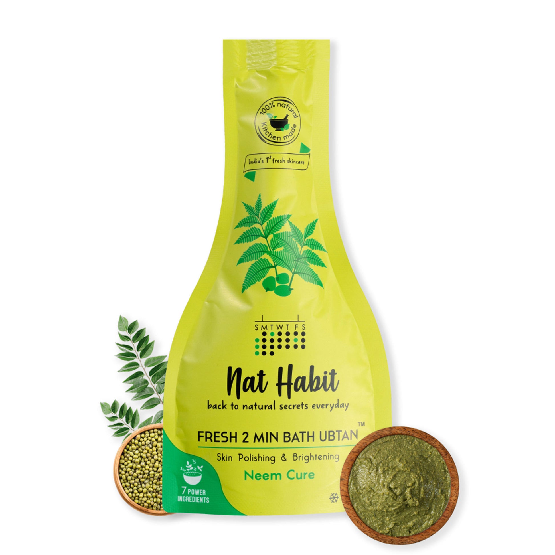 Nat Habit Fresh Neem Cure Bath Ubtan 2 Minute Body Scrub