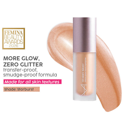 House of Makeup Starry Night Pearly Glow Liquid Highlighter in Starburst, showcasing the shimmering pearly finish and star-shaped applicator