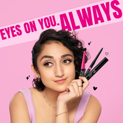 Elle 18 Blink & Slay, Eye Kit with Eye Drama Kajal, Eyeliner & Mascara, Black, Pack of 3