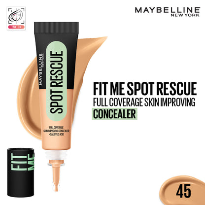 Maybelline New York Fit Me Spot Rescue Full Coverage Concealer, Fades Spots, Minimizes Pimples - 45