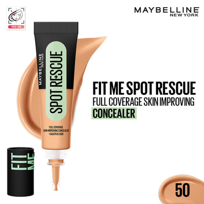 Maybelline New York Fit Me Spot Rescue Full Coverage Concealer, Fades Spots, Minimizes Pimples - 50