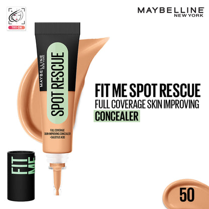 Maybelline New York Fit Me Spot Rescue Full Coverage Concealer, Fades Spots, Minimizes Pimples - 50