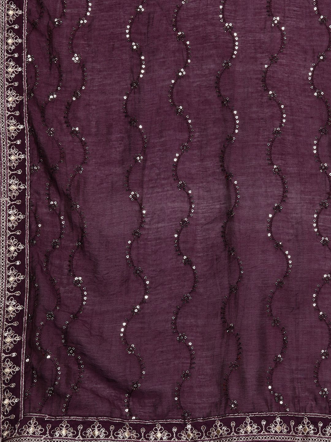 Indyancart IE Plus Size Ethnic Motifs Embroidered Sequinned Kurta with Trousers & Dupatta
