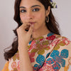 Dhiyona IE Floral Printed Mandarin Collar Pure Cotton A-Line Kurta With Trouser