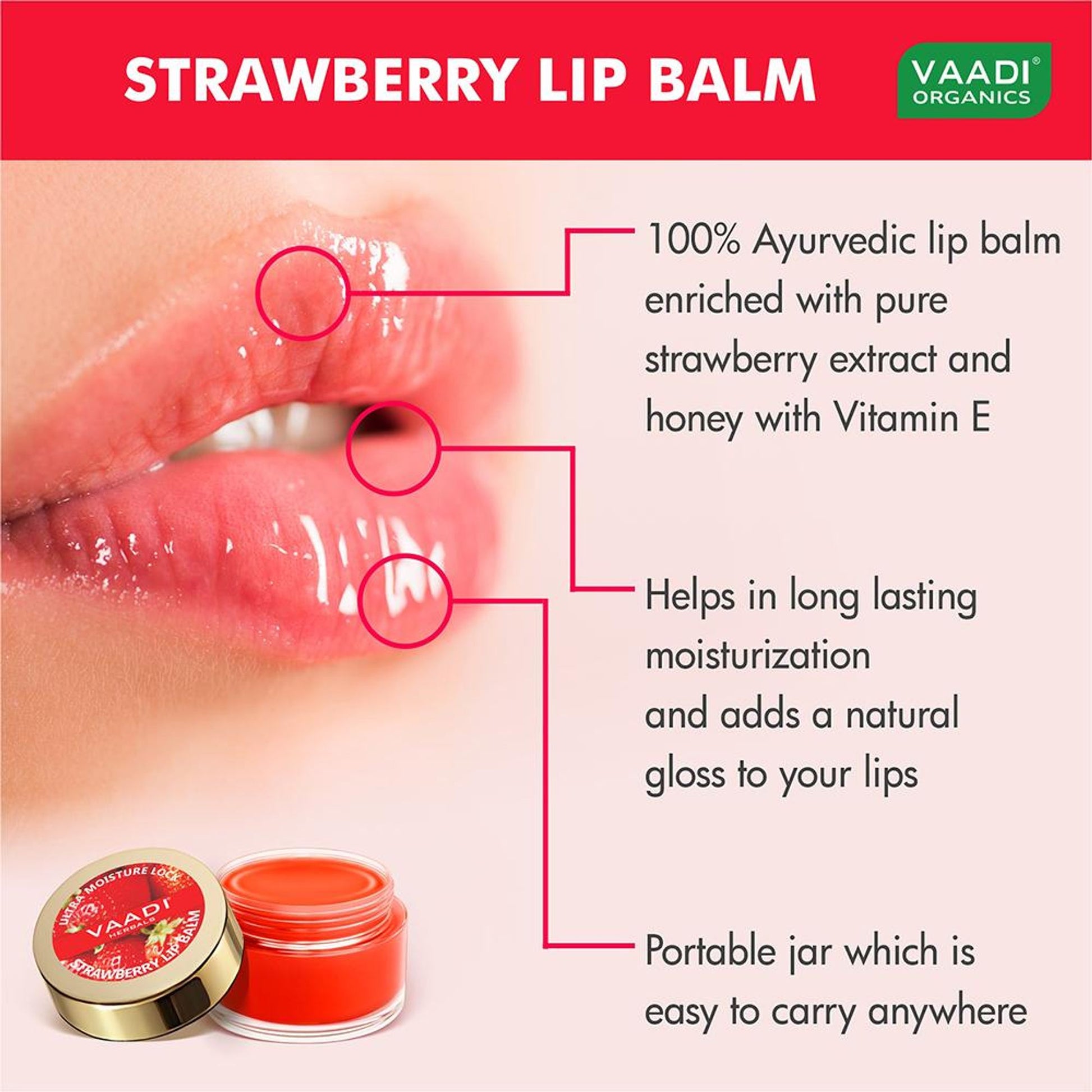 Vaadi Herbals Lip Balm - Strawberry