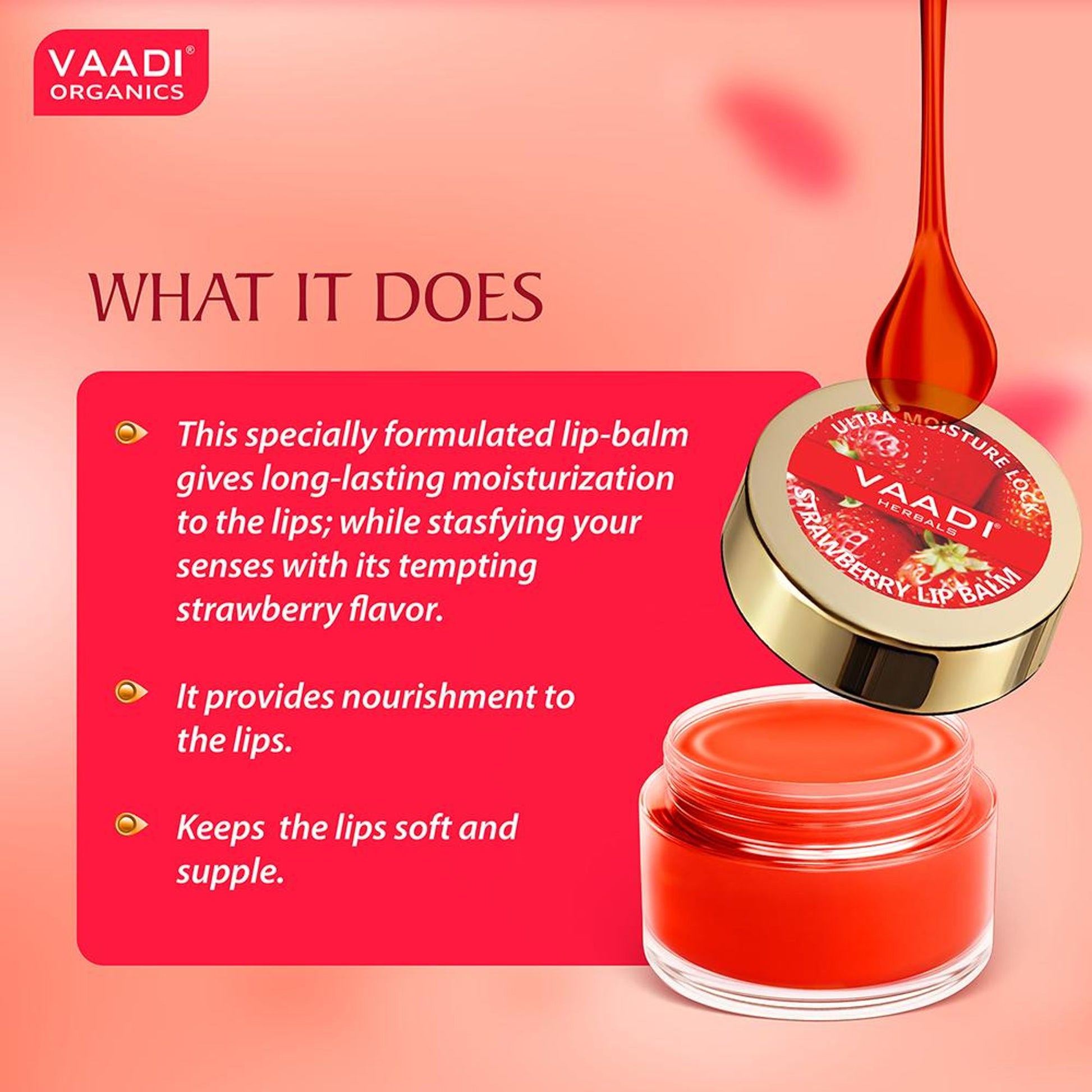 Vaadi Herbals Lip Balm - Strawberry