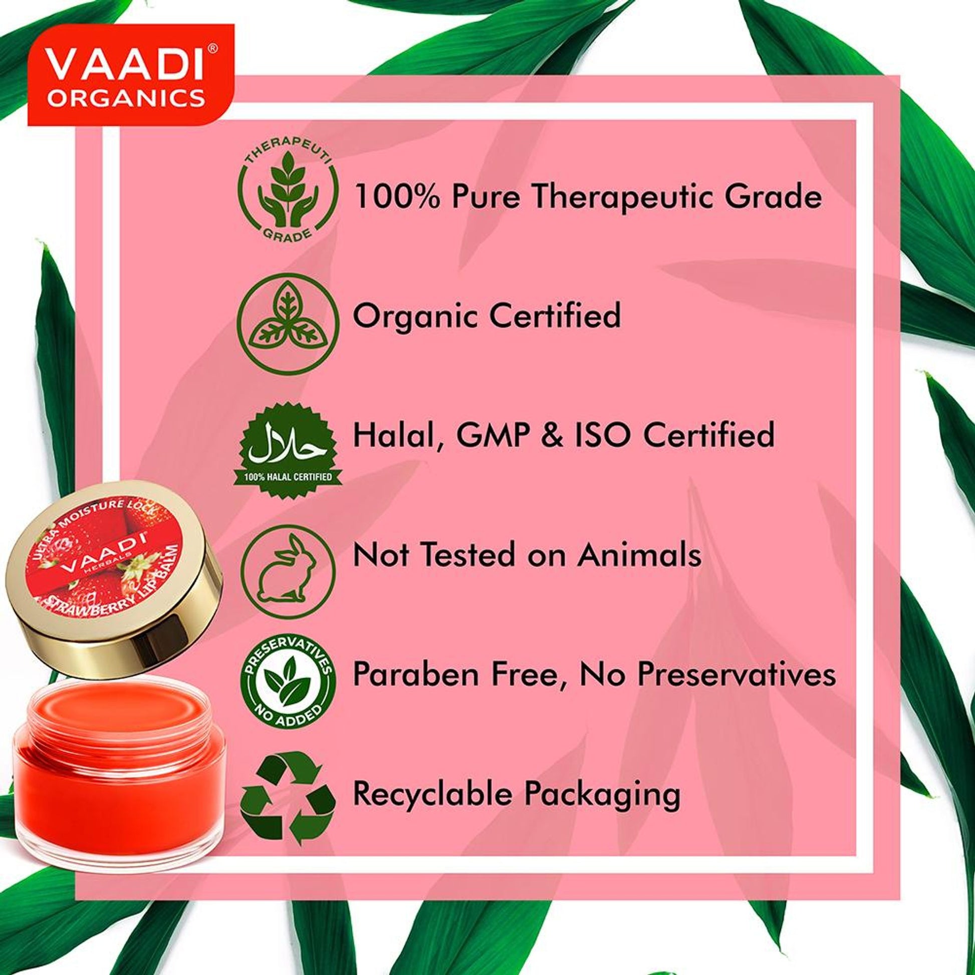 Vaadi Herbals Lip Balm - Strawberry